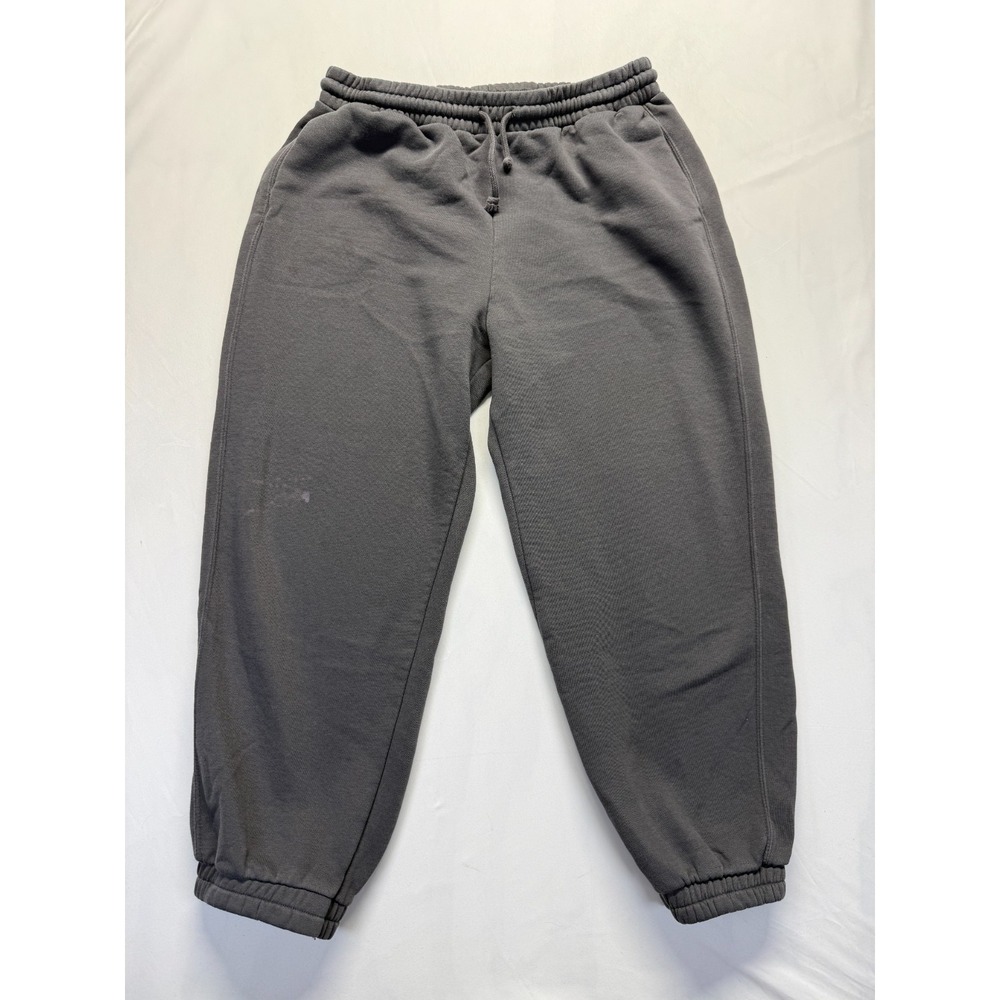 Zara Sweatpants Men Large Gray Cotton Fleece Lined Tapered Leg Drawstring Jogger